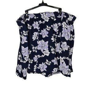 Ellos Floral Faux Wrap Pull‎ On Skort Plus Size 28 Summer Boho Skirt Shorts